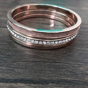 Rose gold bracelet stack